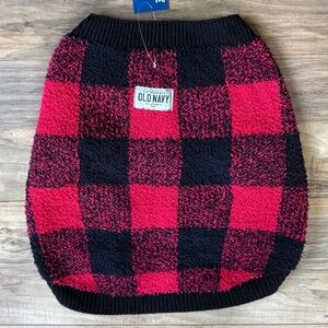 NWT - Old Navy Red Buffalo Plaid Pet Sweater L